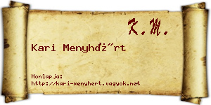Kari Menyhért névjegykártya